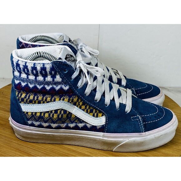 VANS Sk8-Hi Blue Multicolor Women's Suede Canvas Sneakers Shoes Size 6 - Picture 2 of 6